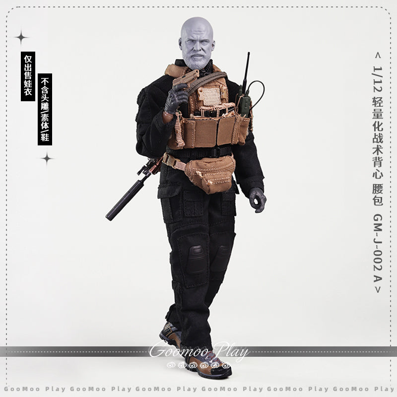GOOMOO Black Parka & Low Profile Plate Carrier Set 1/12 Action Figure Outfit