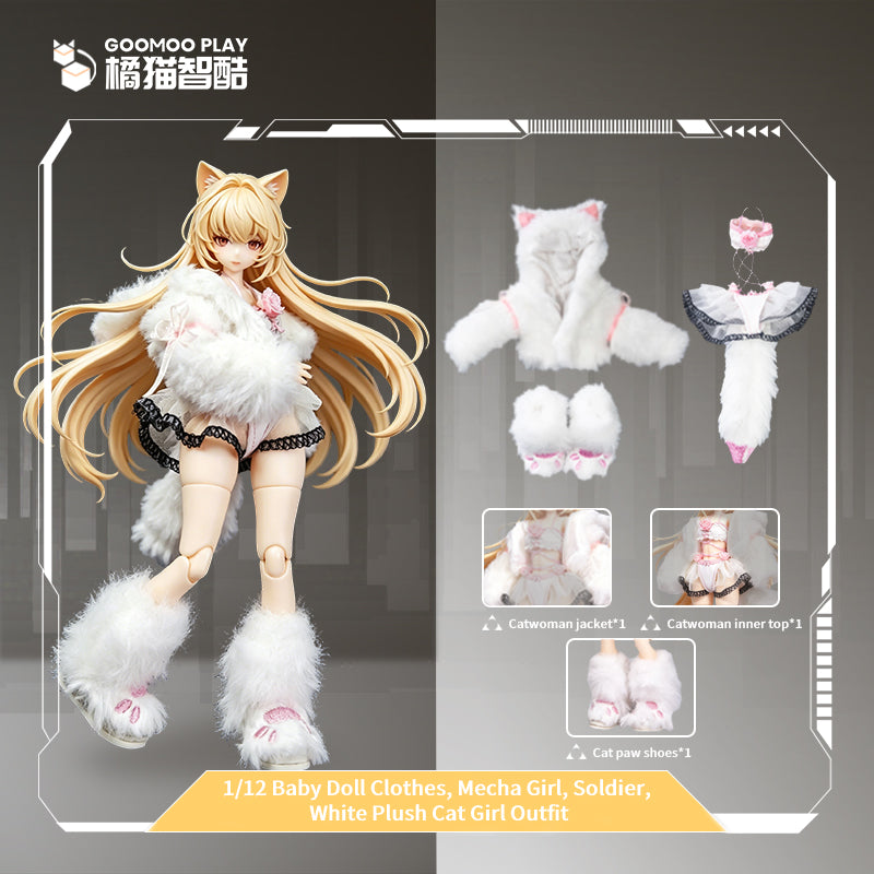 1/12スケール衣装セット – スノーネコ人形の服とファージャケット&ポーブーツ