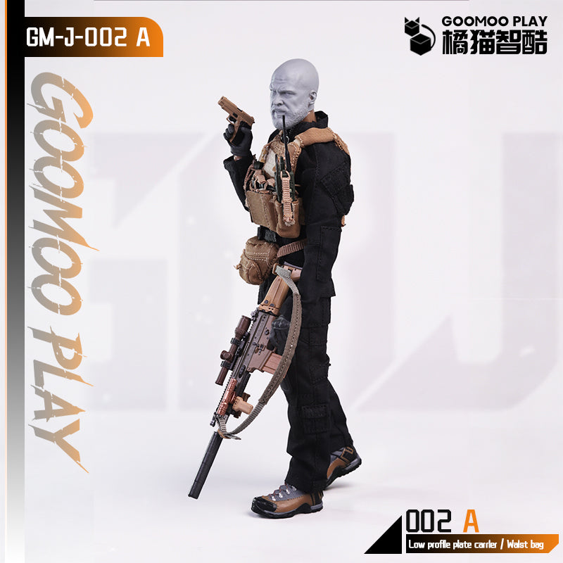 GOOMOO Black Parka & Low Profile Plate Carrier Set 1/12 Action Figure Outfit
