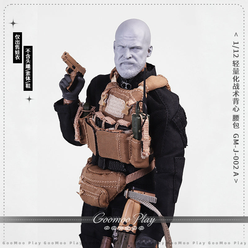 GOOMOO Black Parka & Low Profile Plate Carrier Set 1/12 Action Figure Outfit