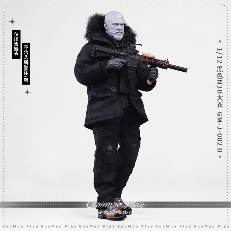 GOOMOO Black Parka & Low Profile Plate Carrier Set 1/12 Action Figure Outfit