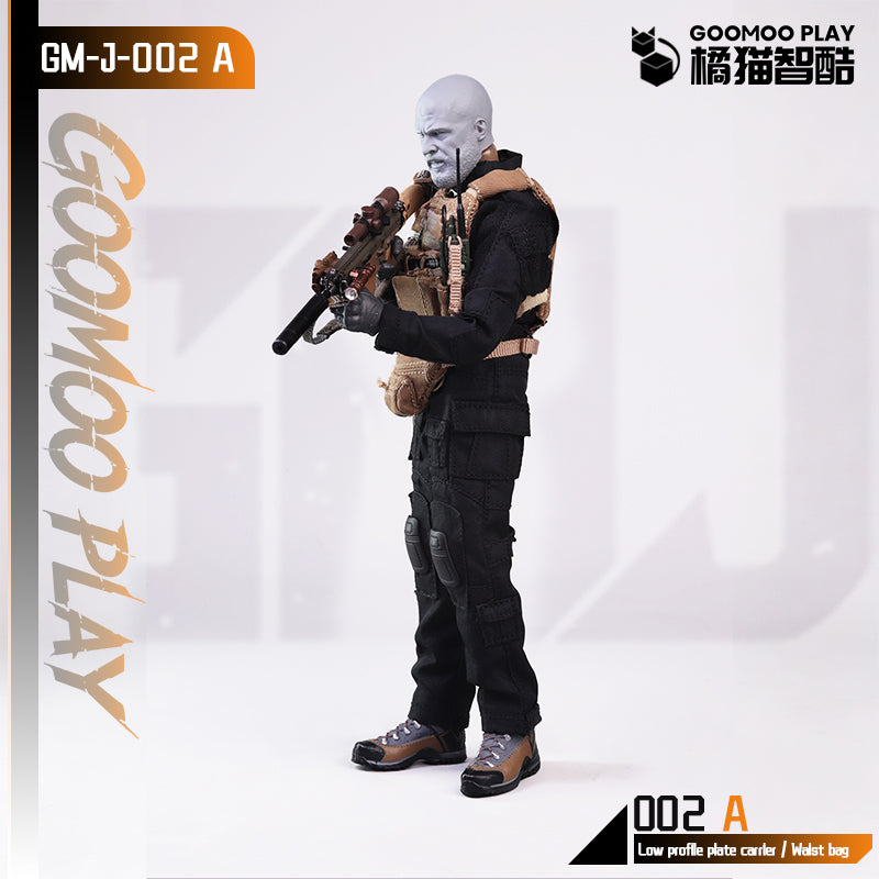 GOOMOO Black Parka & Low Profile Plate Carrier Set 1/12 Action Figure Outfit