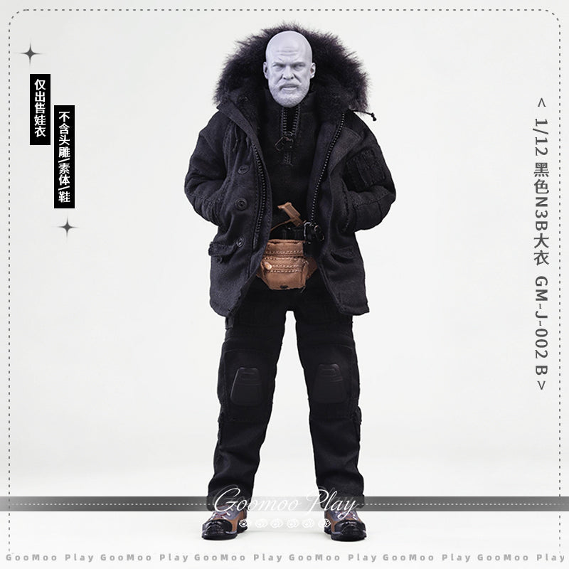 GOOMOO Black Parka & Low Profile Plate Carrier Set 1/12 Action Figure Outfit