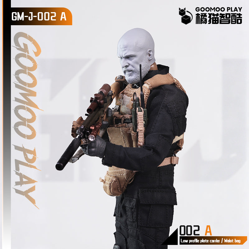 GOOMOO Black Parka & Low Profile Plate Carrier Set 1/12 Action Figure Outfit